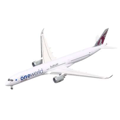 Airbus A350-1000 Qatar Airways One World A7-ANE, macheta avion, scara 1:500, alb cu gri, Herpa