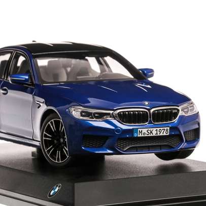 BMW M5 Limousine F90 2019, macheta auto, scara 1:18, albastru metalizat cu negru, Dealer BMW-5