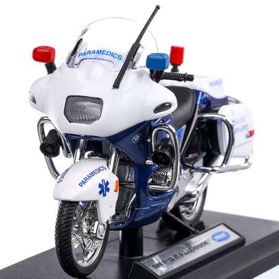 BMW R1100 RT Politie, macheta motocicleta, scara 1:18, alb, Welly