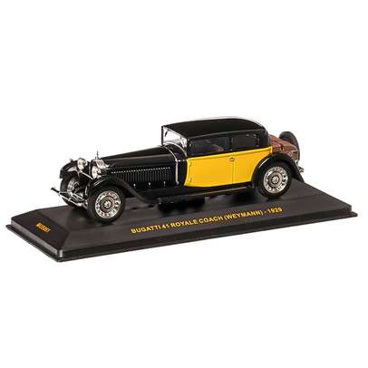 Bugatti 41 Royale Coach (Weymann) 1929, macheta auto,  scara 1:43, negru cu galben, IXO