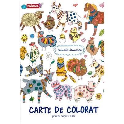 Carte de colorat pentru copii 3-5 ani - Animale Domestice