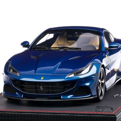 Ferrari Portofino M closed roof 2020, macheta auto, scara 1:18, albastru metalizat, BBR Models