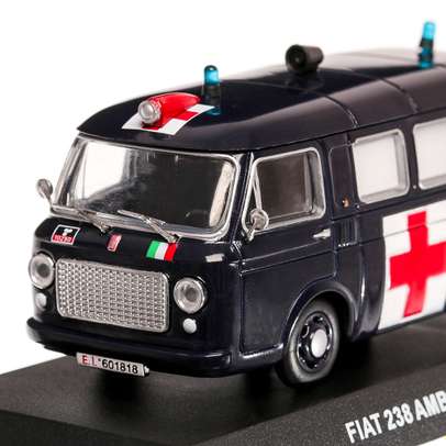 Fiat 238 Ambulanza Carabinieri 1969, macheta auto scara 1:43, albastru inchis, Magazine Models