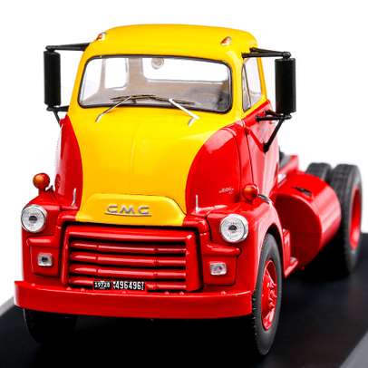 GMC 950 Coe 1954, macheta camion, scara 1:43, rosu cu galben, Ixo