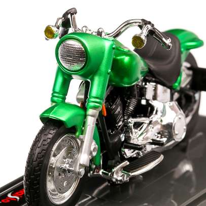 Harley-Davidson FLSTF street Stalker 2000, macheta motocicleta, scara 1:18, verde metalizat, Maisto