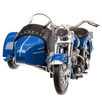Harley-Davidson Sidecar FL Hydra Glide 1953, macheta motocicleta cu atas, scara 1:18, albastru cu negru, Maisto