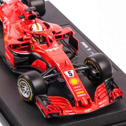 Ferrari F1 RACING CAR #5 SEBASTIAN VETTEL, macheta auto scara 1:18, rosu, window box, Bburago