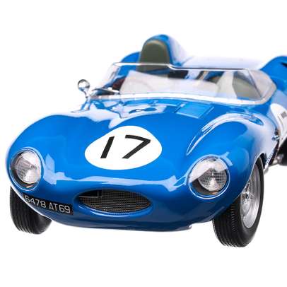 Jaguar D-Type Short Nose #17 Lucas-Brussin 24H Le Mans 1957, macheta auto scara 1:18, albastru, CMR