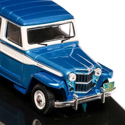 Jeep Willys station wagon 1960, macheta auto,  scara 1:43, alb cu bleu, IXO