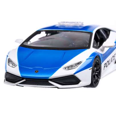 Lamborghini Huracan LP 610-4 Police 2015, macheta auto scara1:24, alb cu albastru, Maisto