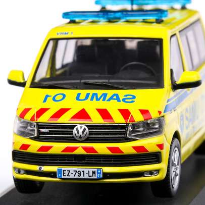 Macheta auto Volkswagen T6 Ambulance Samu 01 2015, scara 1:43, galben cu albastru, Odeon