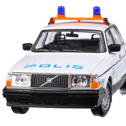 Macheta auto Volvo 240 GL Politia Suedeza 1986 scara 1:24 alb Welly