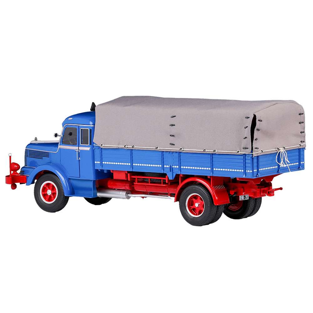 Macheta camion Krupp Titan SWL 80 1954 scara 1:18 albastru cu rosu Road Kings