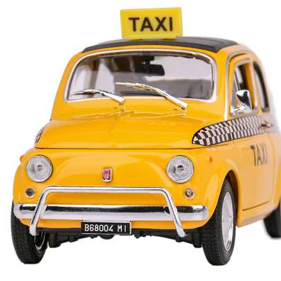 Macheta taxi Fiat Nuova 500 1966 scara 1:24 galben