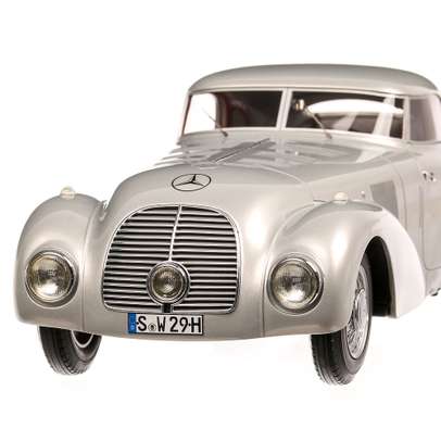 Mercedes-Benz 540K (W29) streamline car 1938, macheta auto, scara 1:18, argintiu, Bos-Models