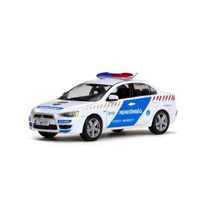 Mitsubishi Lancer Politia Ungara 2010, macheta auto, scara 1:43, alb cu albastru, Vitesse SunStar