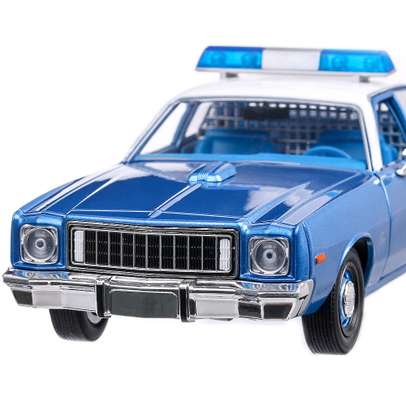 Plymouth Fury Arkansas State Police 1975, macheta auto, scara 1:24, alb cu albastru, GreenLight