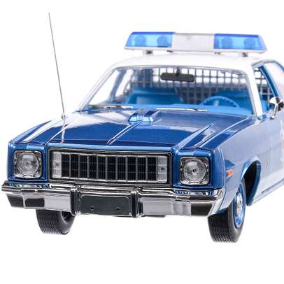 Plymouth Fury Arkansas State Police 1975, macheta auto, scara 1:18, alb cu albastru, GreenLight
