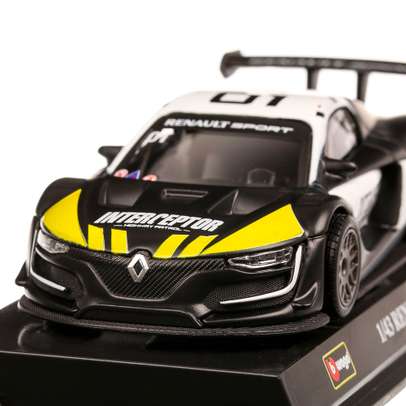 Renault Sport R.S.01 2015, macheta auto scara 1:43, negru cu alb si galben, Bburago