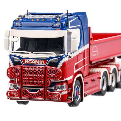 Scania NGS R-serie Kalsereds 2020, macheta camion, scara 1:50, rosu cu alb si albastru, Tekno