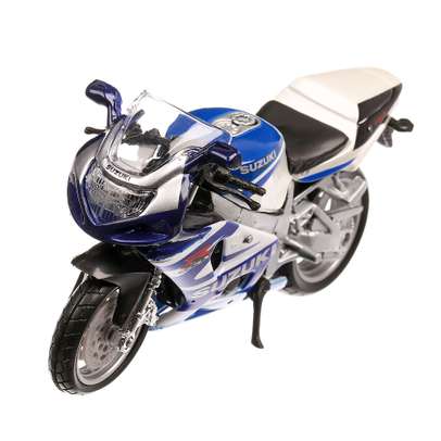 Macheta motocicleta Suzuki GSX-R750 2008, scara 1:18, alb cu albastru, Bburago-2