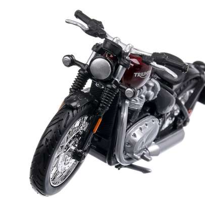 Triumph Bonneville Bobber 2020, macheta motocicleta, scara 1:18, visiniu, Bburago