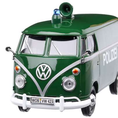 Volkswagen T1 Box Wagon Polizei 1963, macheta autospeciala  scara 1:24, verde inchis, Motor Max