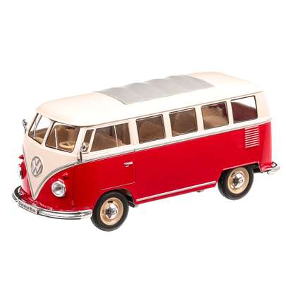 VW T1 Bus 1963, scara 1:24, rosu cu alb, Welly