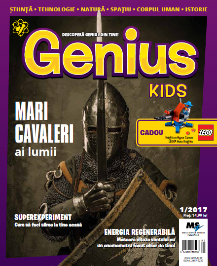 Revista Genius Kids Nr.1 - CADOU: o jucărie Lego Nexo Knights - Knighton Hyper Cannon cu 47 de piese